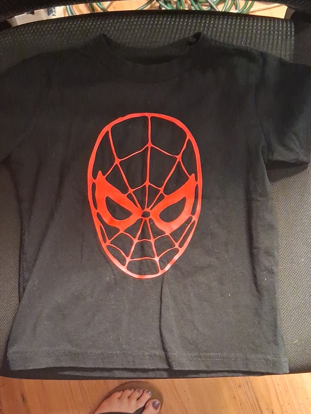 Marvel Black Tee with Red Spider Mask Graphic